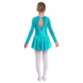 thumbnail image 4 of Miaeowve Kids Girls Figure Skating Dress Rhinestone Mesh Irregular Ballet Dan Dress Performance Dancewear Lake Green 12, 4 of 7
