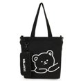 thumbnail image 1 of Canvas Tote Bag Bear Pattern Adjustable Strap Large Capacity Cute Kids Crossbody Bag for School, 1 of 10
