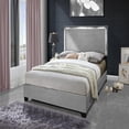 thumbnail image 3 of Aerys Queen Platform Bed with LED Lights, Grey Velvet, 3 of 3