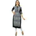 thumbnail image 3 of Phagun Kurta Droite Noire de Designer pour Femme, Manches 3/4, Kurti Décontractée Imprimée-24, 3 of 8