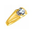 thumbnail image 3 of RYLOS Mens Rings 14K Yellow Gold Classic Design 7X5MM Oval Gemstone & Diamond  Aquamarine March Birthstone Ring Size 10, 3 of 7