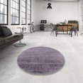 thumbnail image 3 of Ahgly Company Indoor Round Mid-Century Modern Purple Purple Oriental Area Rugs, 3' Round, 3 of 6