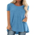 thumbnail image 1 of T-shirt à Manches Courtes pour Femmes, Hauts Grande Taille, Tunique Décontractée à Col en V, Blouse Ample, 1 of 2