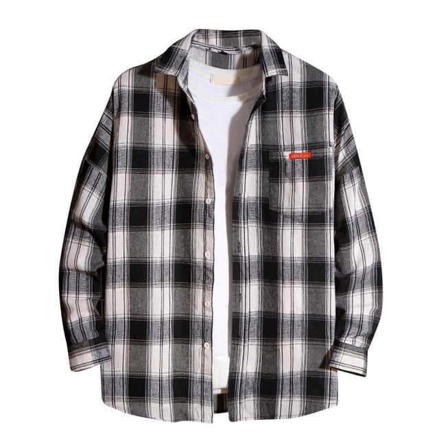 DPTALR Chemise Décontractée à Carreaux pour Hommes Chemise à Manches Longues Ample pour Jeunes Chemise Décontractée Manteau Chemise à Col Rabattu Blouse & Chemise