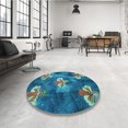 thumbnail image 4 of Ahgly Company Tapis d'Intérieur Lavables en Machine, Carrés de Transition Vert Turquoise Foncé, Carrés de 3', 4 of 7
