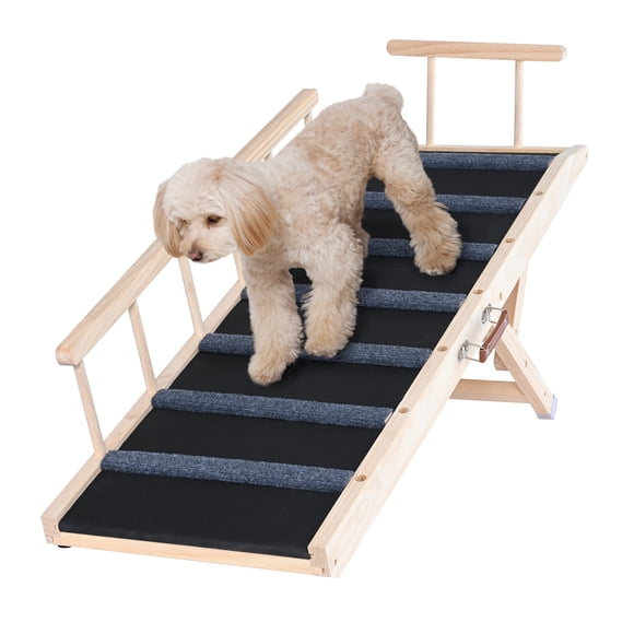 VEVOR Rampe pour Chien, Rampe Pliante pour Lit pour Animal de Compagnie, Rampe pour Chien Ajustable pour Petits, Grands, Vieux Chiens et Chats, Rampe en Bois pour Animal de Compagnie avec Rampe de 47,2 Pouces de Long, Réglable de 13,8 Pouces à 27,6 Pouces, Convient au Canapé, au Sofa, à la Voiture