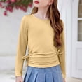 thumbnail image 4 of Sunnyoo T-Shirt Décontracté pour Filles Tout-Petits Manches Longues Col Rond Nœud Froncé, Tailles 3-14, 4 of 8