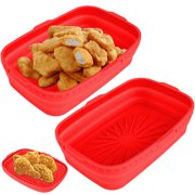 MesaSe 2Pcs Air Fryer Silicone Pot Reusable Air Fryer Liner Rectangle Air Fryer Basket No-Stick Air Fryer Pan Heat Resistant Air Fryer Silicone Baking Tray Air Fryer Accessories for 8QT A