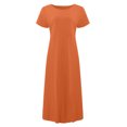 thumbnail image 4 of 2025 Robe d'Été Confortable Ample Décontractée pour Femmes Couleur Unie à Manches Courtes Robes Confortables Robe Longue Robe Longueur Genou pour Femmes Grande Taille Robes d'Été pour Femmes Robes Extensibles pour Femmes, 4 of 6