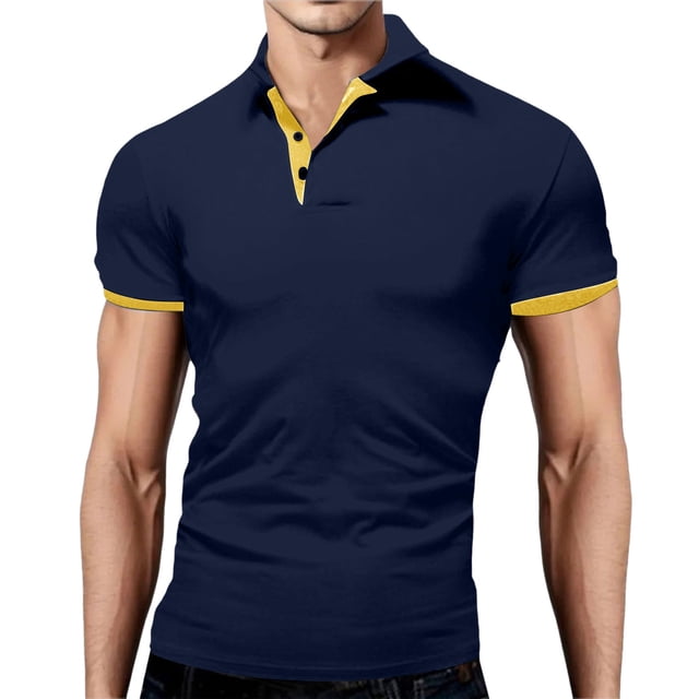 BOBOGOJP Polo pour Homme Séchage Rapide Manches Courtes Polo de Performance pour Golf Randonnée Équitation (Bleu Foncé,6TG)