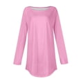 thumbnail image 5 of Mefallenssiah Chemisiers d'Automne pour Femmes à Col Rond, Couleur Unie, Mode, Smockés, Manches Longues, Hauts, Rose, TG, 5 of 5