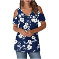 thumbnail image 2 of Soki Women's Off Shoulder Tee Clearance Blouses Short Sleeved V-Neck Fashionable Tops, 2 of 6