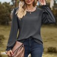 thumbnail image 4 of Timegard Blouse for Women Eyelet Scoop Neck Ruffle Long Sleeve Tops Fall Casual Comfy Tops Solid Color, 4 of 8