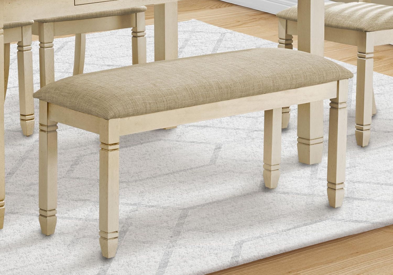 Monarch Specialties  Banc, 41" Rectangulaire, Cuisine, Salle À Manger, Entrée, Chambre À Coucher, Rembourré, Bois, Bois Massif Gris, Tissu Gris, Transitionnel