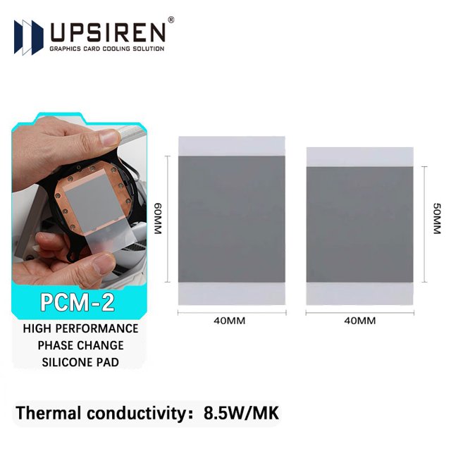 PCM-2 thermal conductivity 8.5W/MK PHASE Change Silicone Pad High-performance Durable Suitable For CPU/Office/Game/Home 40x50x0.2mm
