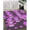 thumbnail image 3 of Ahgly Company Tapis d'Intérieur Ronds de Style Transitionnel Lavables à la Machine, Rose Oeillet Foncé, 8 Pieds Rond, 3 of 7