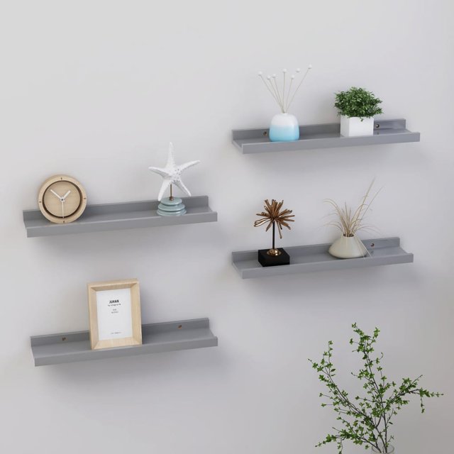 vidaXL Étagères Murales 4 Pcs Gris 40x9x3 cm