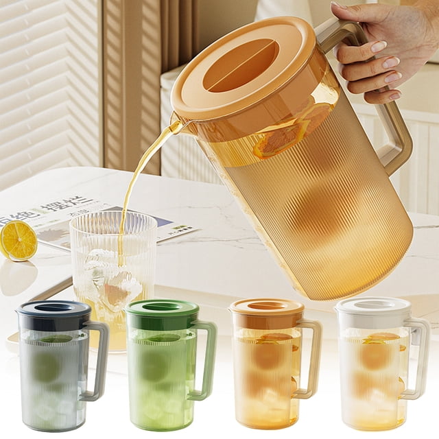 Sentmoon Plastic Pitcher Water Pitcher with Lid 2L Cold Kettle Refrigerator Cold Kettle Fruit Teapot Lemonade Drink Containers for Kitchen Home Party Bar Wedding