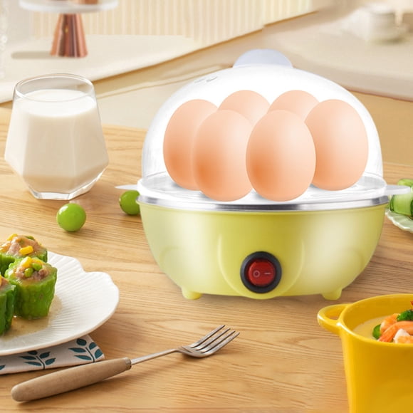 Uscallm Cuiseur d'Oeufs Mini Cuiseur Vapeur Électrique pour Oeufs Multifonction à Double Couche Oeufs Bouillis Déjeuner Appareil Ménager de Cuisine Plastique Blanc Jaune Bleu Rose