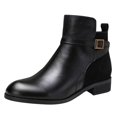 thumbnail image 1 of B91xZ Womens Chelsea Boots Pointed Toe Side Zipper Square Buckle Winter Booties,Black 6.5, 1 of 5