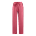 thumbnail image 4 of Timegard Cotton Linen Pants for Women Elastic Waist Drawstring Fall Travel Casual Pants with Pockets, 4 of 5