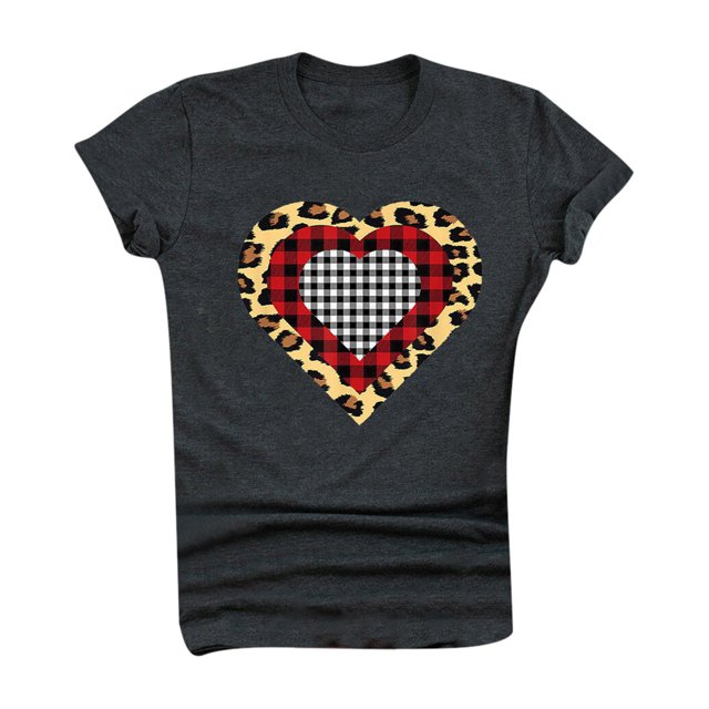 Hauts d'Été pour Femmes 2023 Femmes Décontracté Imprimé Manches Courtes Col Rond T-Shirt Ample Blouse Hauts
