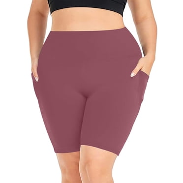 Yuyuzo Plus Size Shorts for Women High Waisted Slim Fitted Biker Shorts Workout Athletic Tight Shorts with Pockets