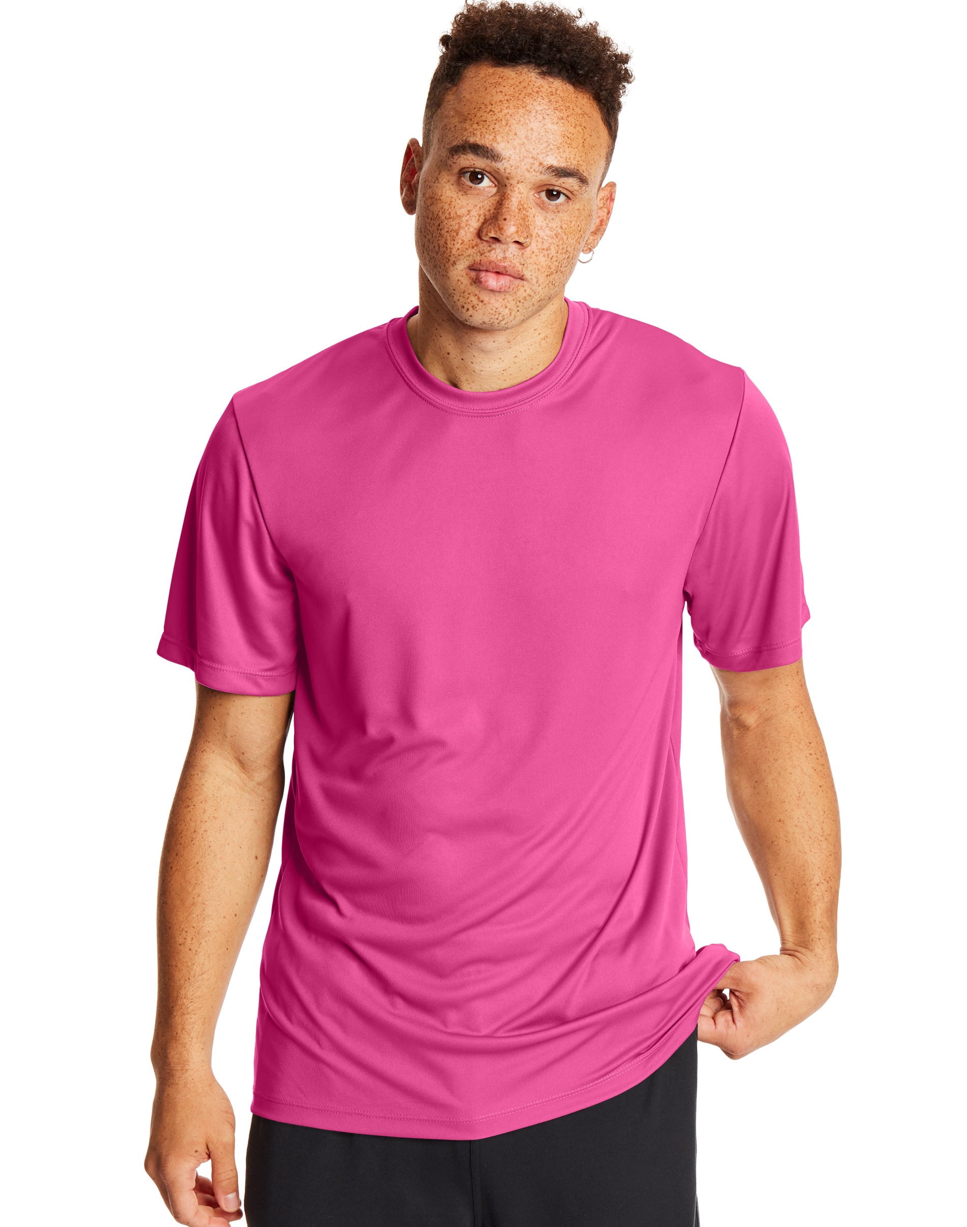 Hanes Mens Sport Cool DRI Performance Tee 2-Pack, 2XL, Wow Pink