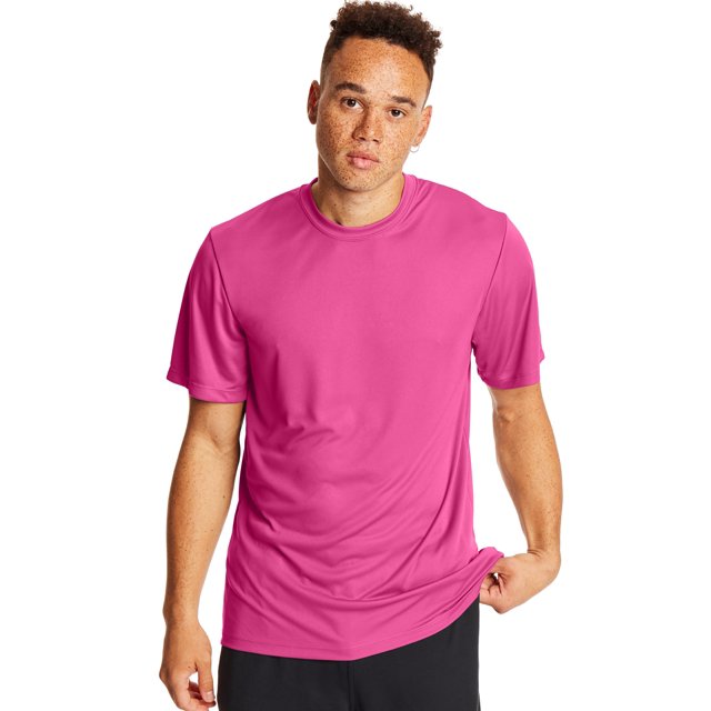 Hanes Mens Sport Cool DRI Performance Tee 2-Pack, 2XL, Wow Pink