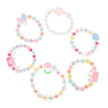 Milisten 6 Pcs Bracelet en Plastique Bracelets pour Enfants Bracelet Perlé pour Tout-Petits Bijoux pour Enfants Bracelets Élastiques