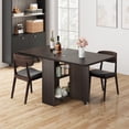 thumbnail image 1 of Space Saving Folding Dining Table with 2 Tier Storage-Extendable Drop Leaf Farmhouse Wood Kitchen Dining Room Tables Set for 4, Collapsible Expandable Rectangle Dinner Kitchen Office Furniture, 1 of 7