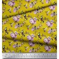 thumbnail image 3 of Soimoi polyester Crepe Fabric Hummingbird,Leaves & Rose Floral Fabric Prints By Yard 42 Inch Wide, 3 of 3