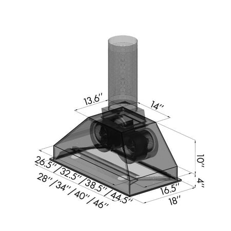 ZLINE 40" Ducted Wall Mount Range Hood Insert in Stainless Steel (698-40)