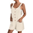 thumbnail image 2 of Kcodviy Short Rompers for Women Rompers Summer Casual Button Rompers Harem Jumpsuit for Women Overalls Jumpsuit Shorts Button Pajama Jumpsuits for Women Rompers, 2 of 5