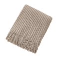 thumbnail image 2 of Meitianfacai Couverture de Canapé Housse Couverture Sieste de Bureau Couverture de Climatisation Couverture Tricotée à Franges Couverture de Sieste Couverture de Bout de Lit, Kaki, 2 of 6