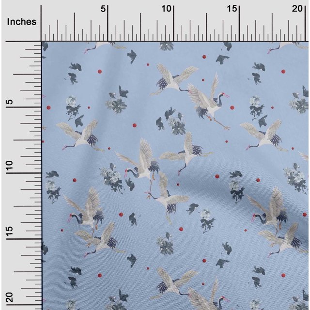 oneOone Georgette Viscose Fabric Dot|Floral & Stork Bird Print Sewing Fabric BTY 42 Inch Wide