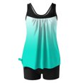 thumbnail image 4 of FAVIPT Womens Tummy Control Bathing Suit Two Piece Printed Swimsuits Modest Athletic Tank Top with Shorts 2026 Green,M, 4 of 5