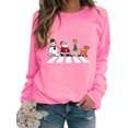 thumbnail image 1 of Innerwin Chandail Col Rond Femmes Hauts Imprimé de Noël Xmas Chandail en Molleton Rose P, 1 of 2