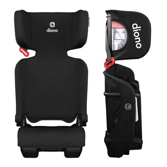 Diono Airi Siège d'Appoint à Dossier Haut pour Voiture, Rehausseur Léger Pliable avec Positionnement de Ceinture et Protection contre les Impacts Latéraux, Appuie-Tête Ajustable, Housse Lavable à la Machine, 40-100 lb, Noir