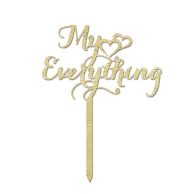 My Everything Custom Wedding Cake Topper With Two Hearts Personalized Rustic Wooden Cake Topper Cake Decoration 6-7 Inches Wide
