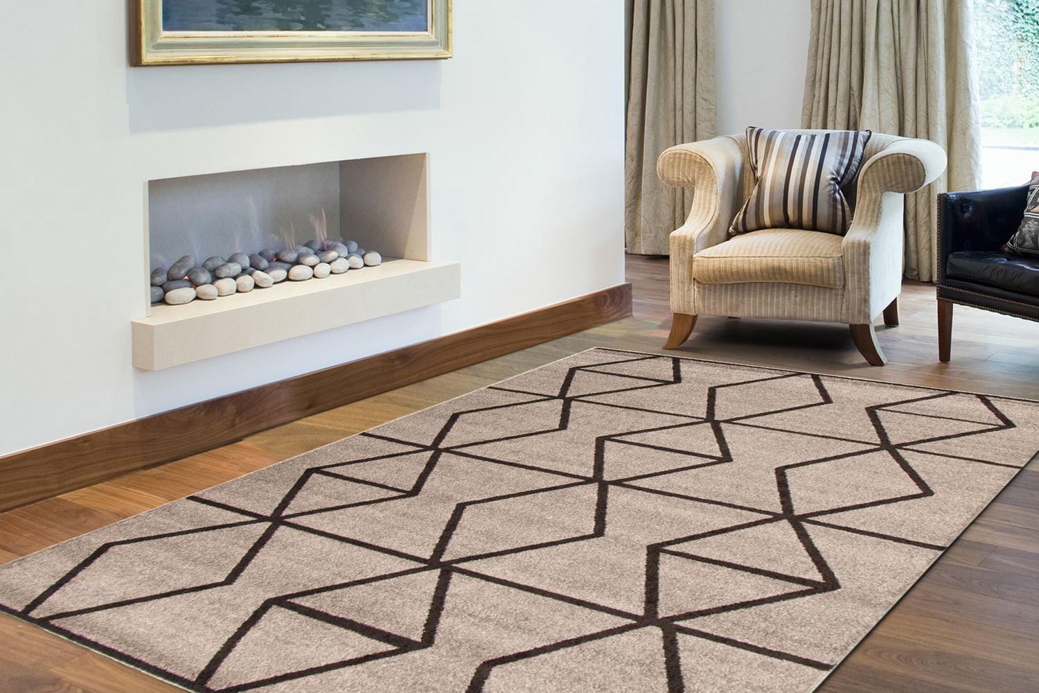 Tapis d'Interieur ECARPET Géométrique pour Salon et Chambre à Coucher Collection Ana