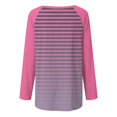 thumbnail image 5 of Chandails Légers pour Femmes Hauts Tendance Col Rond Raglan Manches Longues Chandails à Enfiler Hauts Mode d'Automne Décontracté Rayé Ample Surdimensionné Blouses S-106 Rose Vif-A TTG, 5 of 5