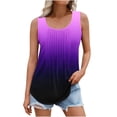 thumbnail image 2 of VKOYWKM Débardeurs Grande Taille pour Femmes Col Rond Plissé Sans Manches Tunique Imprimé Dégradé Tendance Débardeurs d'Été Décontractés, 2 of 5