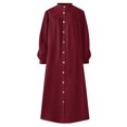 thumbnail image 4 of TopLLC Longues Robe à Manches à Col Rond la Mode Robe d'Hiver pour Femme Grande Taille Décontractée Col Rond Ample Aguichant Boutons Poche Robe Imprimée à Manches Longues Robe pour Femme, 4 of 4