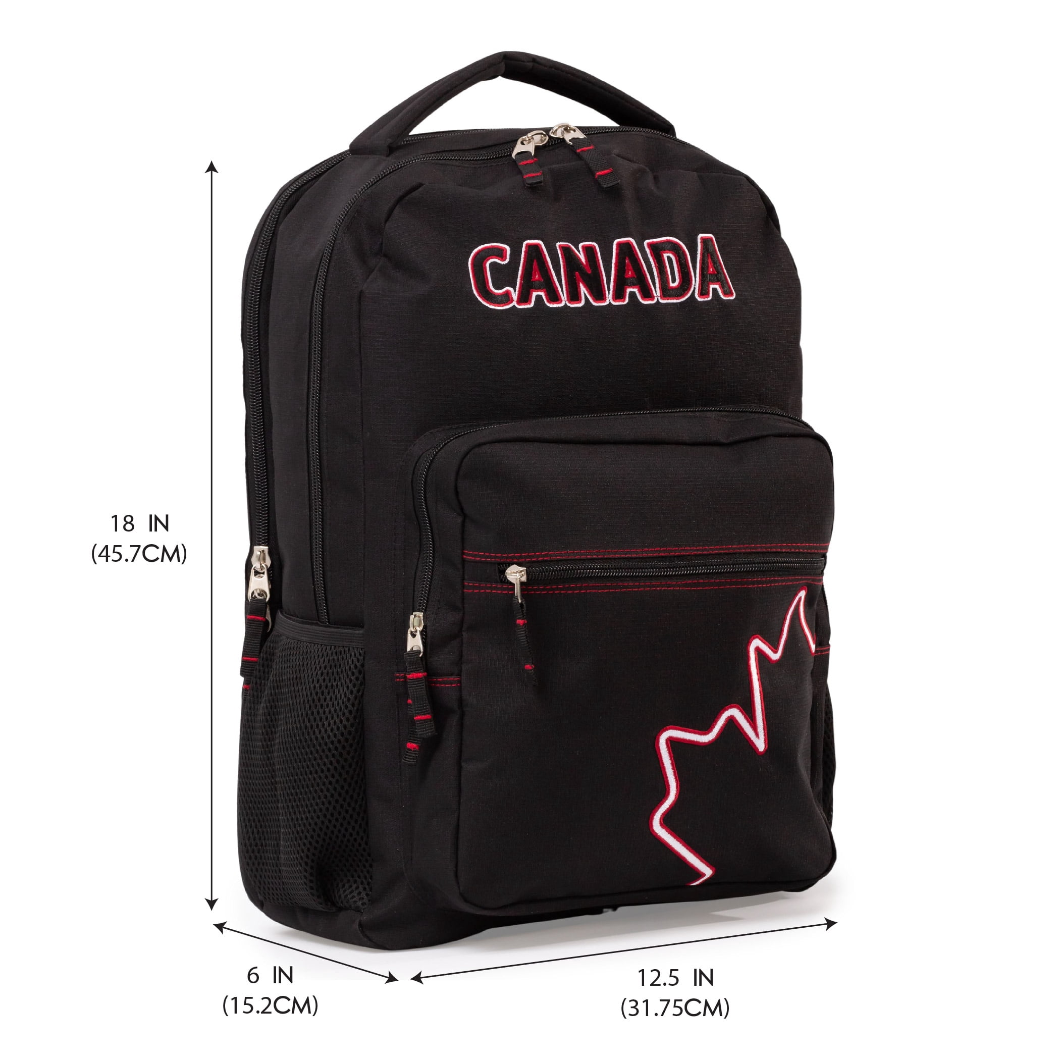 Sac à Dos Scolaire Noir CANADA avec Compartiment pour Ordinateur