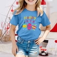 thumbnail image 2 of PMVFHDE T-Shirt Graphique à Manches Courtes Imprimé Lapin de Pâques pour Enfants, Col Rond, Décontracté, Printemps Été, Bleu Ciel, 8-9 Ans, 2 of 4