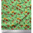 thumbnail image 1 of Soimoi Green Poly Georgette Fabric Leaves,Insect & Floral Artistic Fabric Prints by Yard 42 Inch Wide, 1 of 3