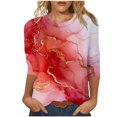 thumbnail image 2 of UPPADA Blouses pour Femmes Grande Taille à Manches 3/4, T-Shirts à Imprimé Floral Teintable, Chemises Décontractées Tendance à Col Rond, Chandails Confortables à Enfiler, Hauts Blouses Mignons d'Été pour Femmes, Hauts à Manches 3/4 en Liquidation, 2 of 5