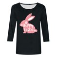 thumbnail image 4 of RKSTN Womens Tops Easter Cute Bunny Printed Loose Fit Tops Round Neck 3/4 Sleeve Spring Summer Soft Blouse Tops, 4 of 4