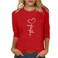 thumbnail image 2 of Jsaierl Chemises Foi de Jésus pour Femmes Croix Chrétienne Graphique Manches 3/4 Hauts Décontractés Col Rond Blouses Tuniques Classiques Tendance, 2 of 5